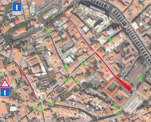 Câmara Municipal do Funchal procede a alterações temporárias à circulação rodoviária na Rua dos Ferreiros e Calçada de Santa Clara