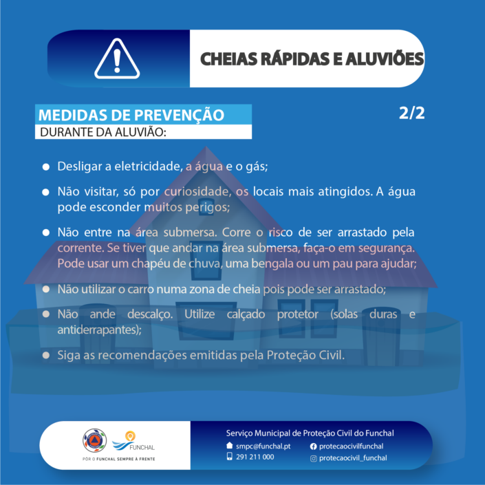 Proteção Civil do Funchal - Sensibilização - Folhetos Informativos - Cheias rápidas e aluviões