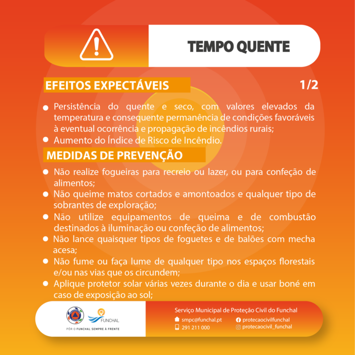 Proteção Civil do Funchal - Sensibilização - Folhetos Informativos - Tempo quente