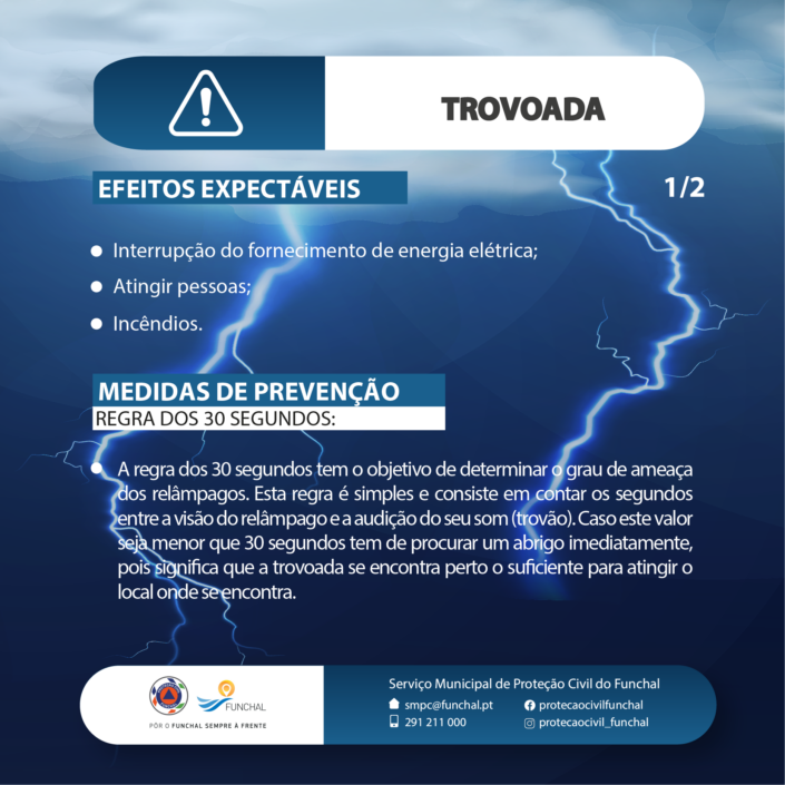 Proteção Civil do Funchal - Sensibilização - Folhetos Informativos - Trovoada