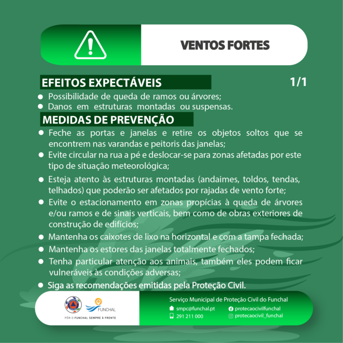 Proteção Civil do Funchal - Sensibilização - Folhetos Informativos - Vento Forte